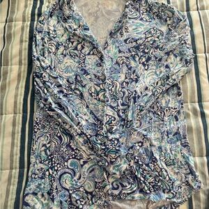 Lilly Pulitzer Blue and White Floral Top